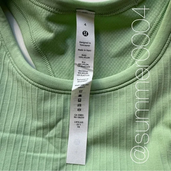 NWT Lululemon Ebb to Street Crop Racerback Tank Top Creamy Mint 4 - Picture 5 of 7